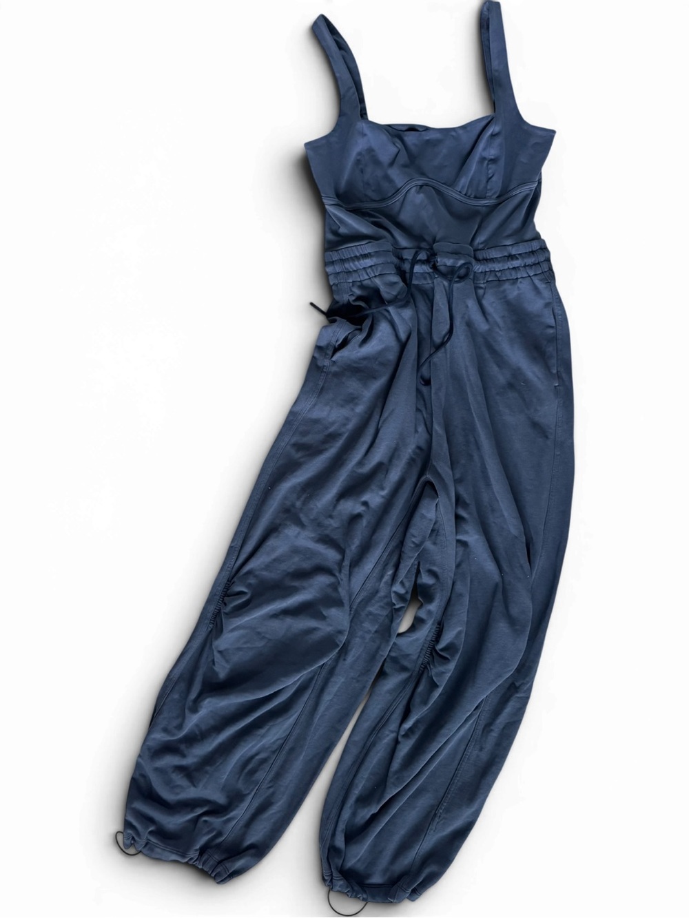 Free People FP Movement Inbound Stretch Cotton Jumpsuit Blue Size Large NWOT - Picture 2 of 9